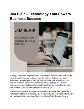 Jim Blair – Empowering Businesses with Technology Excellence