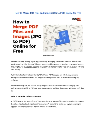 How to Merge PDF Files and Images (JPG to PDF) Online for Free