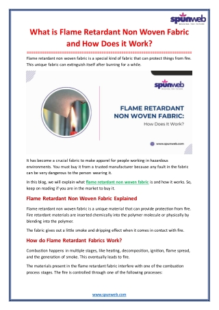 What is Flame Retardant Non Woven Fabric and How Does it Work?