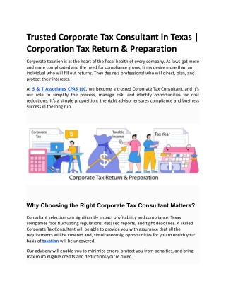 Trusted Corporate Tax Consultant in Texas - SNT CPA