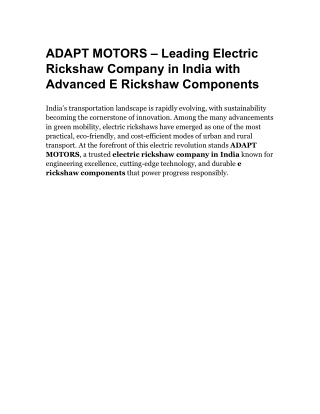 ADAPT MOTORS – Trusted E Rickshaw Manufacturers in India