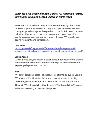 When IVF Fails Elsewhere