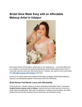 Affordable Makeup Artist in Udaipur