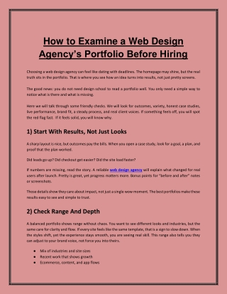 How to Examine a Web Design Agency’s Portfolio