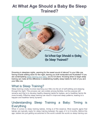 At What Age Should a Baby Be Sleep Trained?