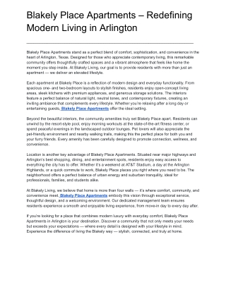 Blakely Place Apartments – Redefining Modern Living in Arlington