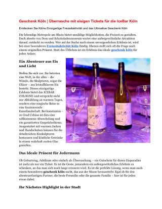 Geschenk Köln | Überrasche mit eisigen Tickets für die IceBar Köln