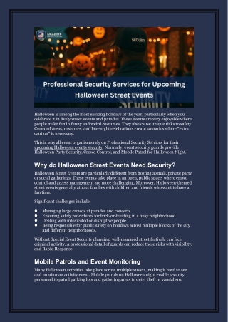 Professional Security Services for Upcoming Halloween Street Events