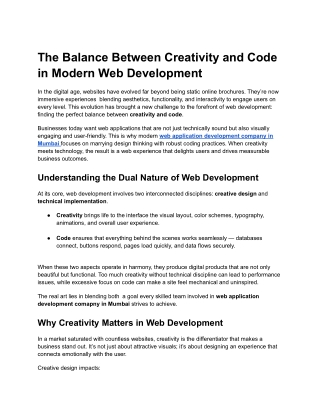The Balance Between Creativity and Code in Modern Web Development