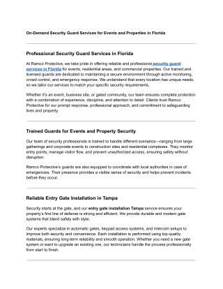 On-Demand Security Guard Services for Events and Properties in Florida