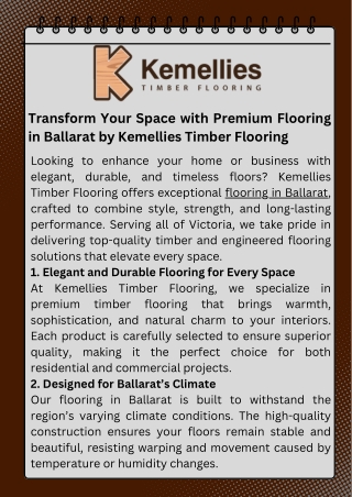 Transform Your Space with Premium Flooring in Ballarat by Kemellies Timber Flooring