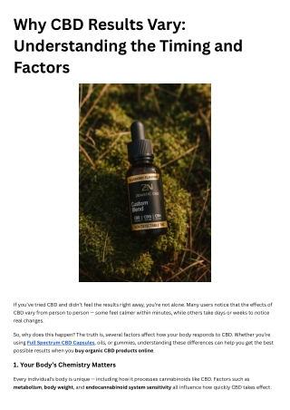 Why CBD Results Vary Understanding the Timing and Factors