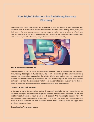 How Digital Solutions Are Redefining Business Efficiency?