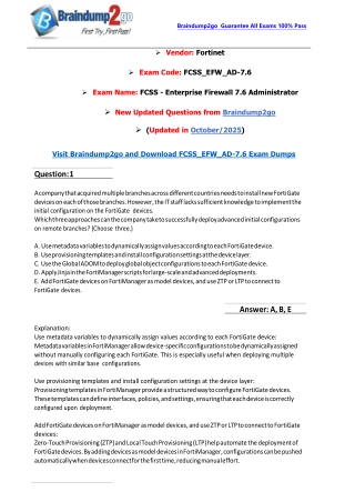 [2025-New-Exam]Braindump2go FCSS_EFW_AD-7.6 Dumps(1-25)