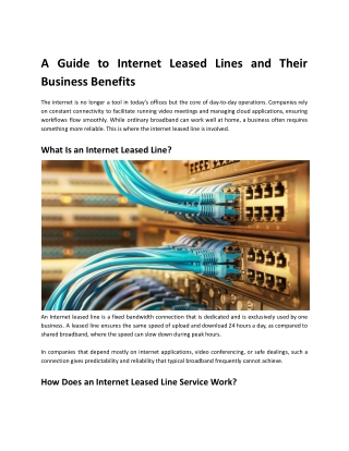 A Complete Guide to Internet Leased Lines | Spectra Business Benefits