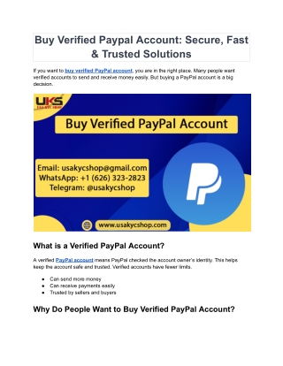 Buy Verified Paypal Account_ Secure, Fast & Trusted Solutions