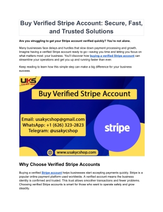 Buy Verified Stripe Account_ Secure, Fast, and Trusted Solutions