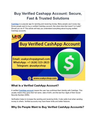 Buy Verified Cashapp Account_ Secure, Fast & Trusted Solutions
