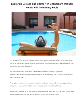 Exploring Leisure and Comfort in Chandigarh through Hotels with Swimming Pools