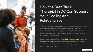 How the Best Black Therapist in DC Can Support Your Healing and Relationships
