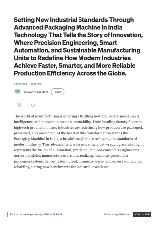 Achieve Operational Excellence Through Packaging Machine in India