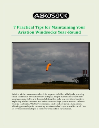 7 Practical Tips for Maintaining Your Aviation Windsocks Year-Round