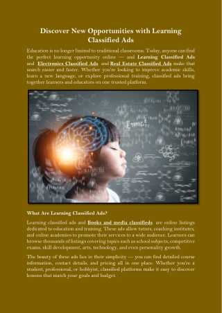 Discover New Opportunities with Learning Classified Ads