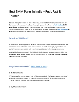 Best SMM Panel India - YoYo Media