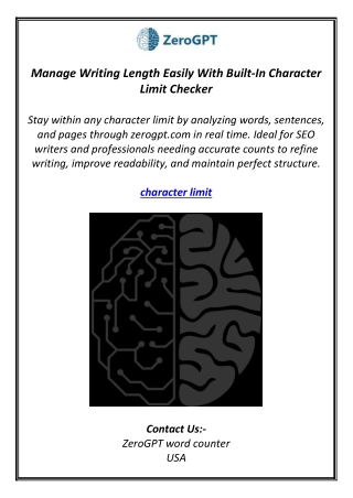 Manage Writing Length Easily With Built-In Character Limit Checker
