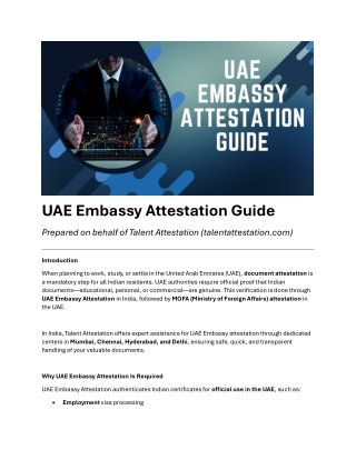 UAE Embassy Attestation Guide - TAlent Attestation
