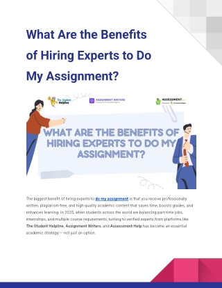 What Are the Benefits of Hiring Experts to Do My Assignment