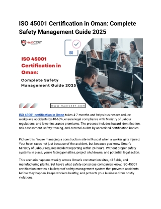 ISO 45001 Certification in Oman Complete Safety Management Guide 2025