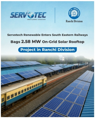 Servotech Renewable has received a 2.58 MW on-grid solar rooftop project in Ranchi Division