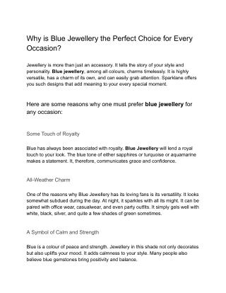 sparklane pdf Why is Blue Jewellery the Perfect Choice for Every Occasion