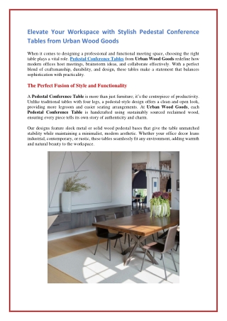 Industrial-Style Pedestal Conference Tables from Urban Wood Goods