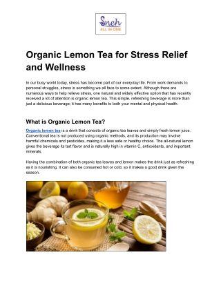 Organic Lemon Tea for Stress Relief and Wellness