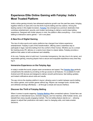 Experience Elite Online Gaming with Fairplay: India’s Most Trusted Platform