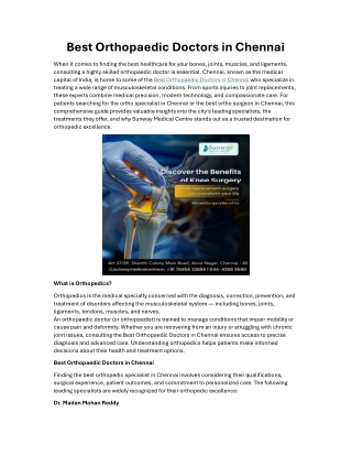 Best Orthopaedic Doctors in Chennai