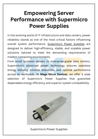 Supermicro Power Supplies – Empowering Server Performance with Reliability