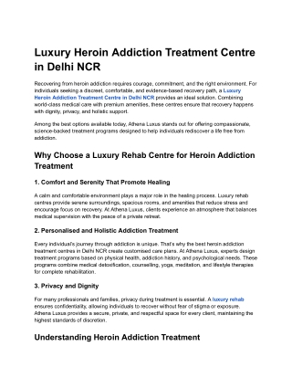 Luxury Heroin Addiction Treatment Centre in Delhi NCR