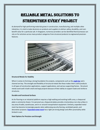 Reliable Metal Solutions to Strengthen Every Project