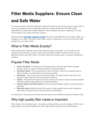 Filter Media Suppliers_ Ensure Clean and Safe Water