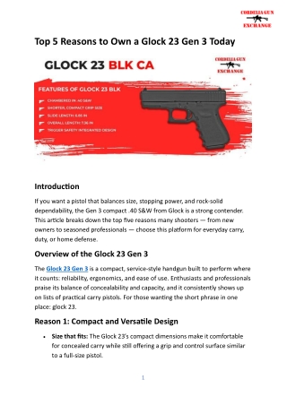Top 5 Reasons to Own a Glock 23 Gen 3 Today