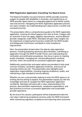 NDIS Registration Application: Everything You Need to Know