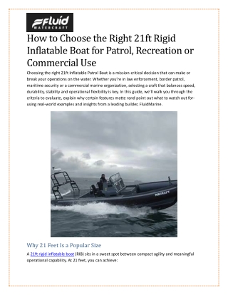 How to Choose the Right 21ft Rigid Inflatable Boat for Patrol Recreation or Commercial Use