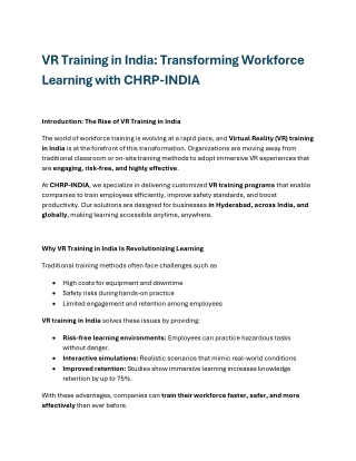 VR training in INDIA