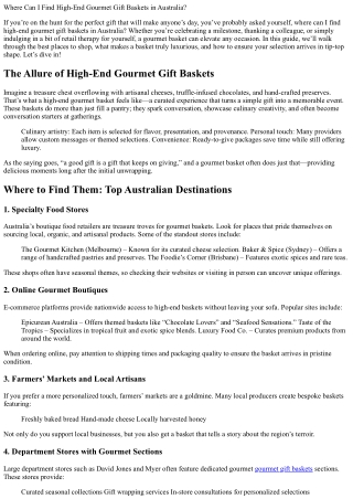 Where Can I Find High‑End Gourmet Gift Baskets in Australia?