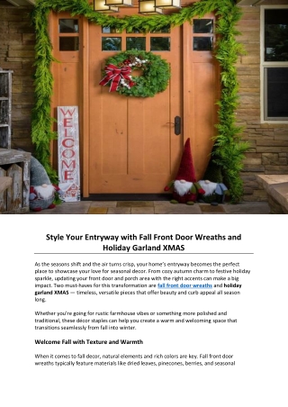 Style Your Entryway with Fall Front Door Wreaths and Holiday Garland XMAS