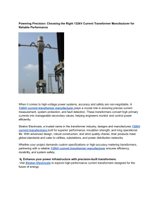 Powering Precision_ Choosing the Right 132kV Current Transformer Manufacturer for Reliable Performance