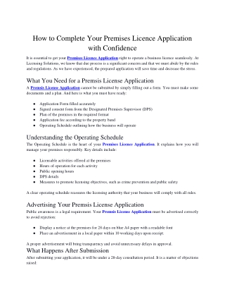 How to Complete Your Premises Licence Application with Confidence